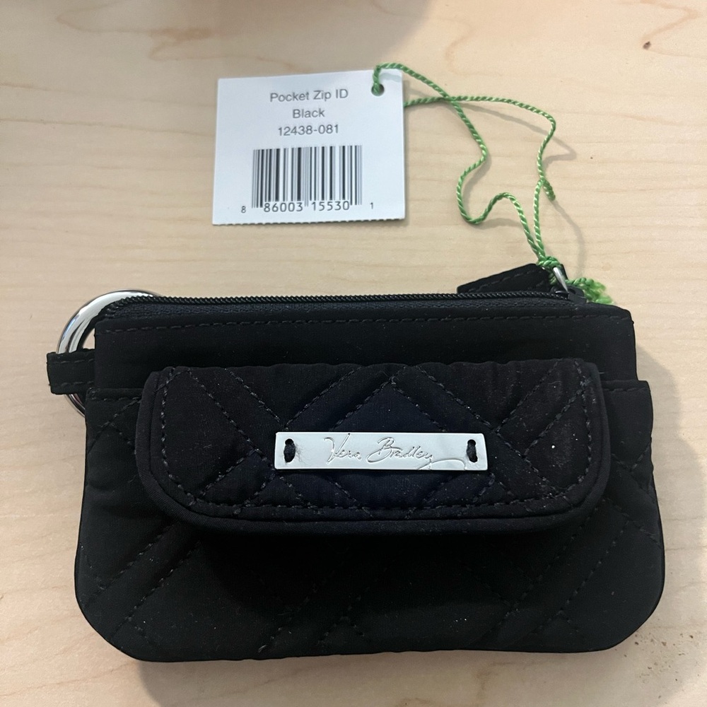 Black Vera Bradley Pocket Zip ID  coin purse  NWT